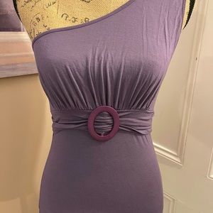 Purple/mauve single shoulder cotton top